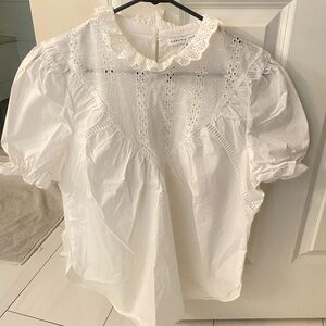 English Factory White Eyelet Puff Sleeve Blouse